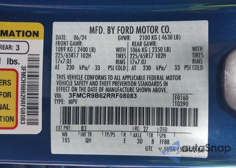 2024 Ford Bronco Sport Big Bend from USA, damaged, VIN 3FMCR9B62RRF08083